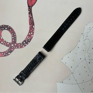 Vintage OBREY Paris Black Leather Watch Strap